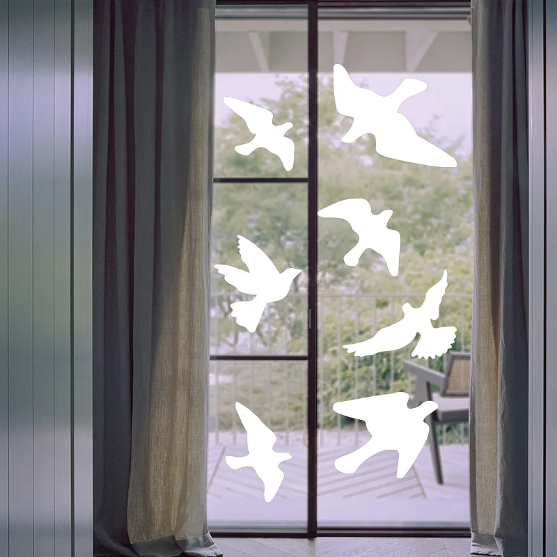 Set of 15 Silhouettes Anti-Collision Window Alert Bird Stickers Glass Door Protection Save Birds Window Decals 